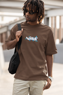 Feel The Flow Sleeve Brown Oversized T-Shirt for Men by Hello Swanky