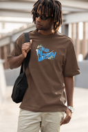 Classy Walk Half Sleeve Brown Oversized T-Shirt for Men by Hello Swanky