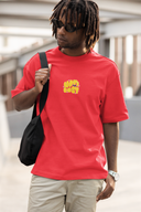 Cozy Wavy Half Sleeve Red Oversized T-Shirt for Men by Hello Swanky