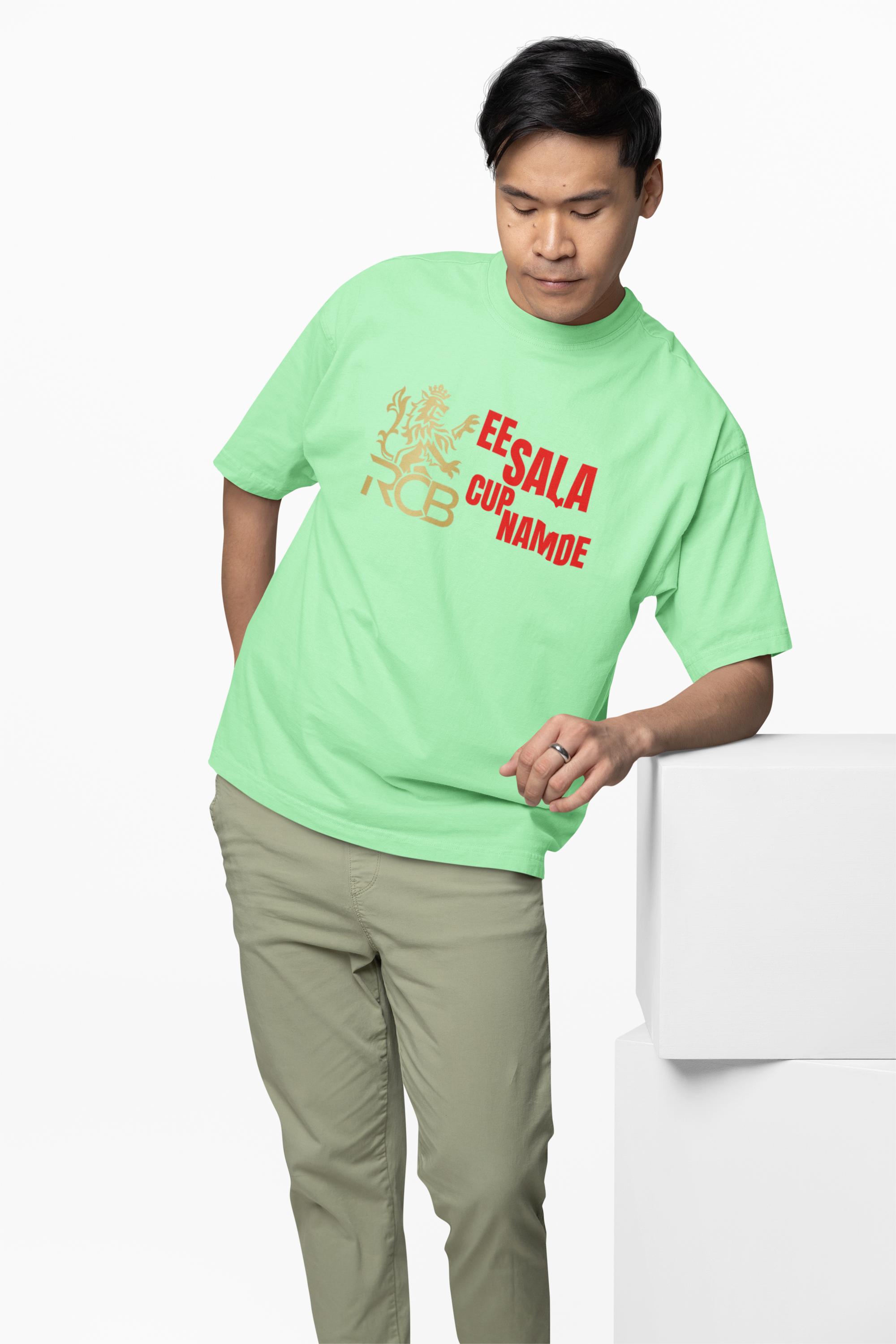Royal RCB Slogan Tee Oversized T-Shirts