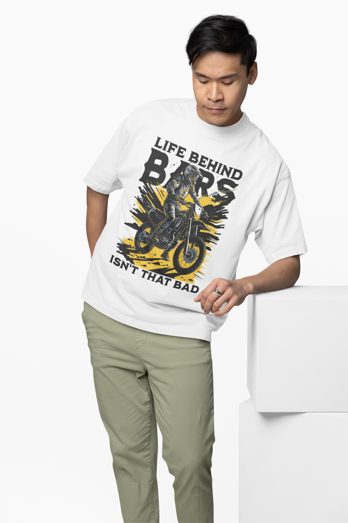 Behind Bars Oversized T-Shirt Stylish Casual Graphic Tee