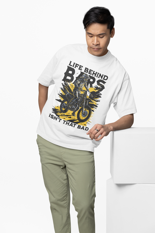 Behind Bars Oversized T-Shirt Stylish Casual Graphic Tee