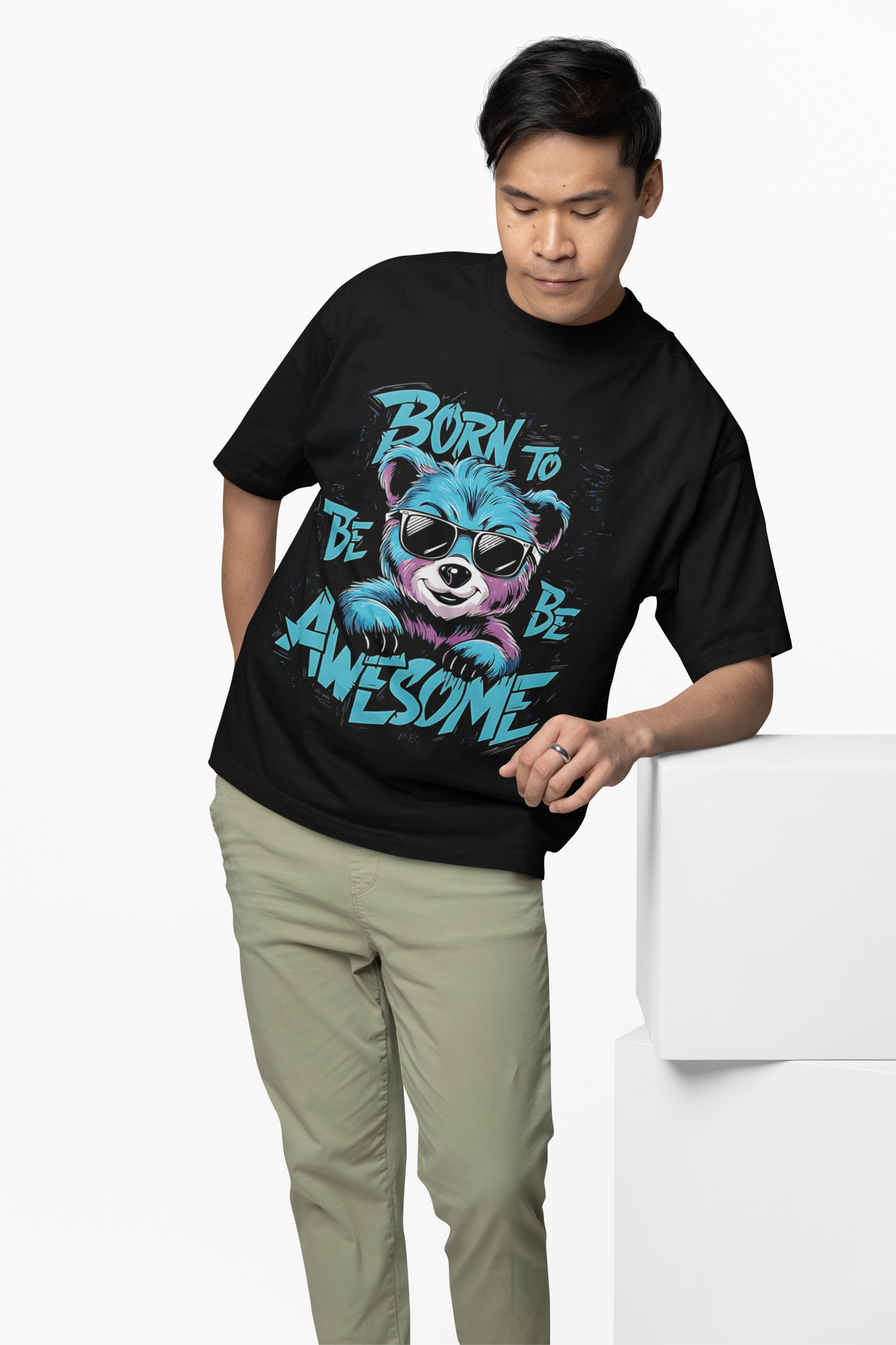 Born To Be Panda Oversized T-Shirt Playful Streetwear