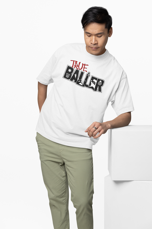 True Baller Oversized T-Shirt Bold Basketball Streetwear Look