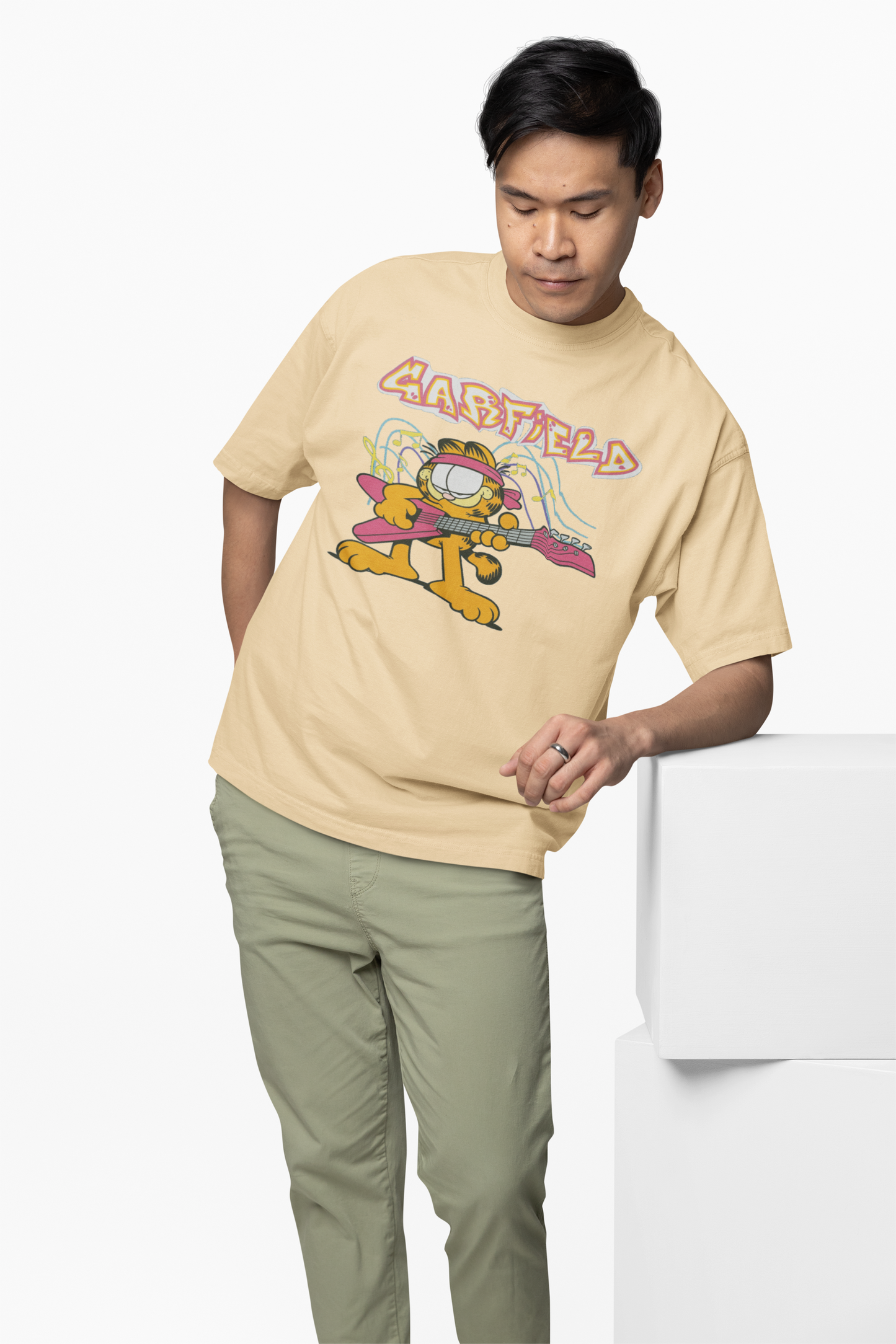 Glitter Garfield Oversized T-Shirts Fun Retro Streetwear