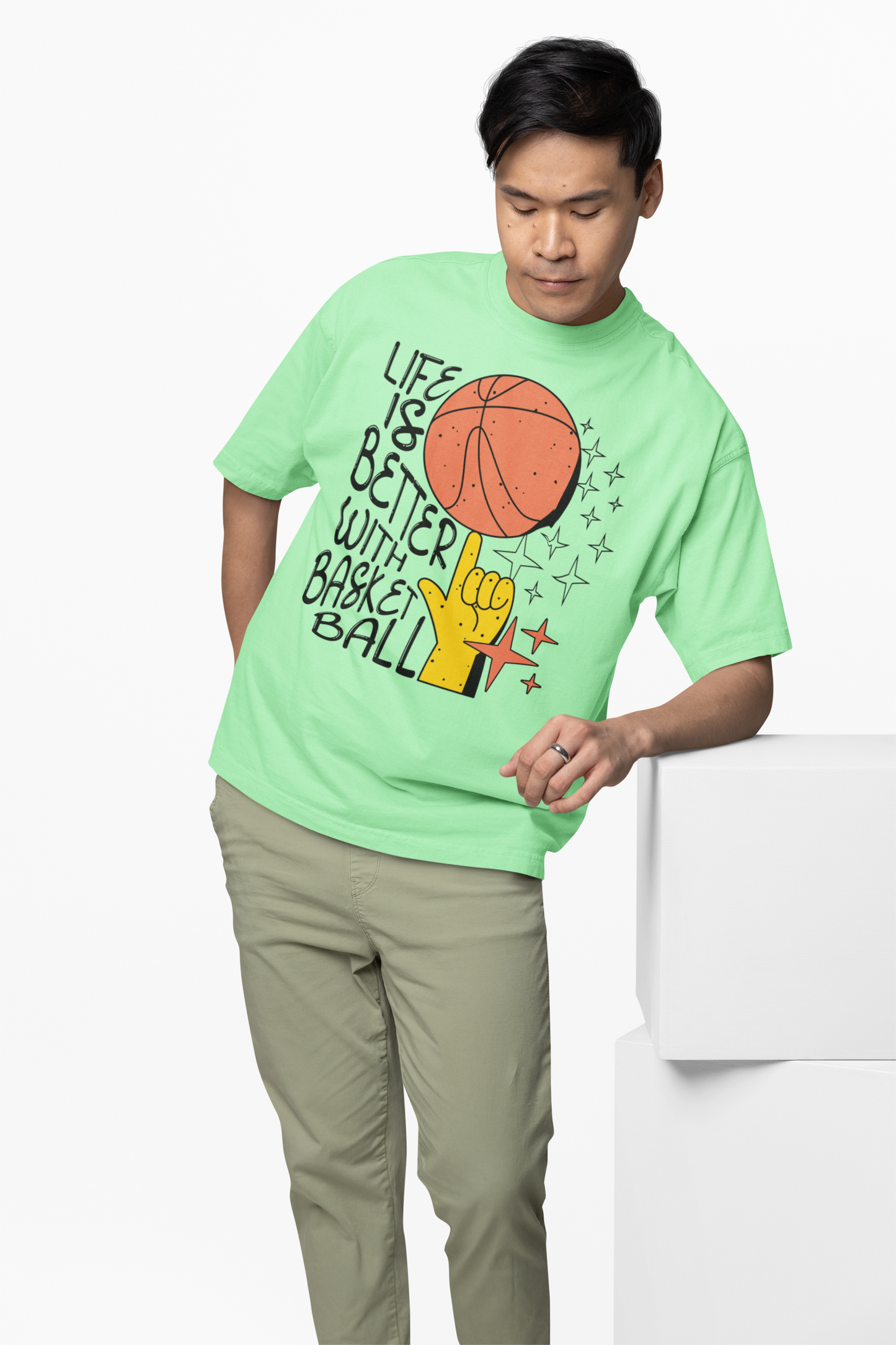 Better Life With Basketball Oversized T-Shirt Trendy Wear