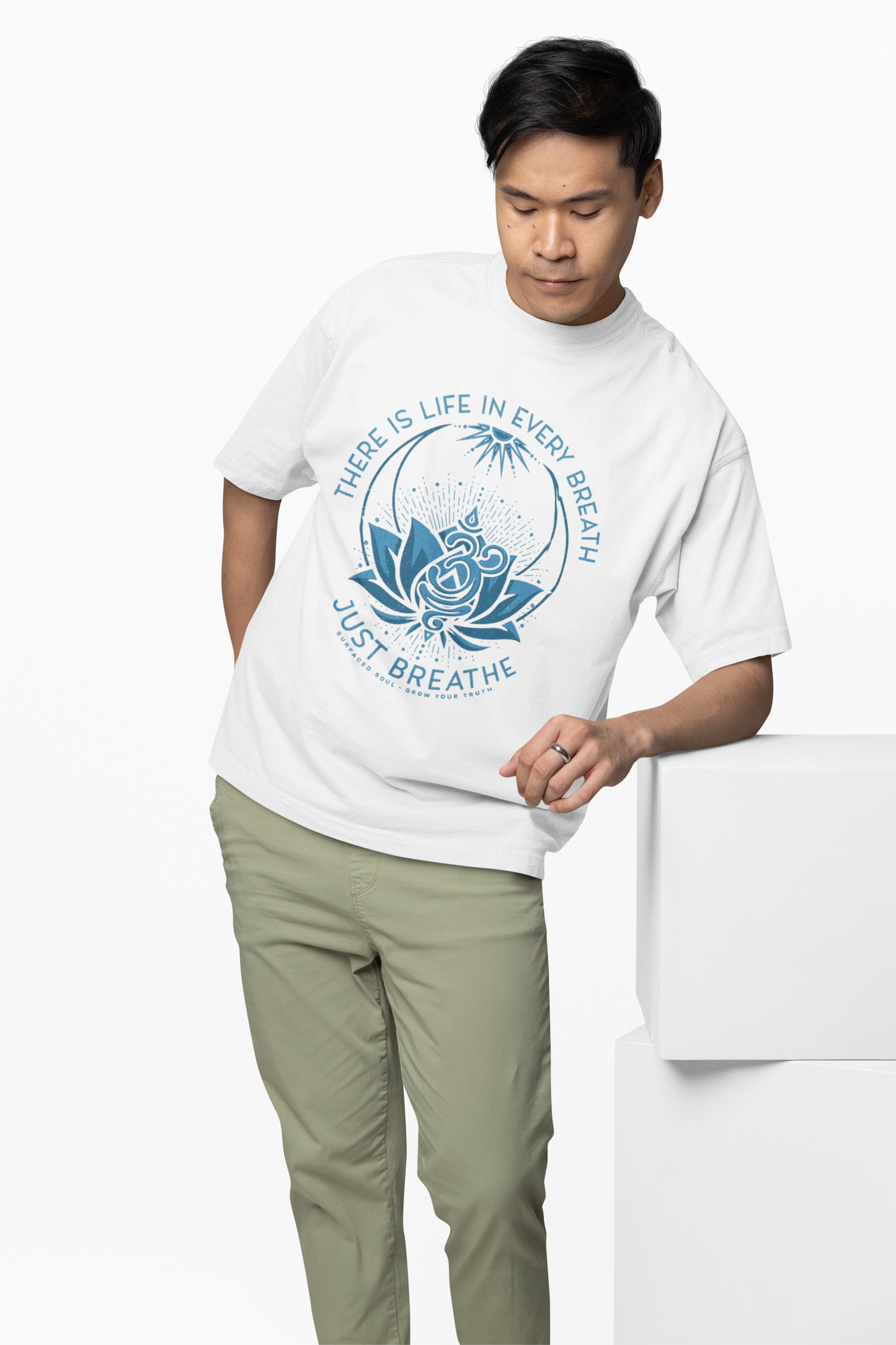 Yoga Just Breath Oversized T-Shirt White for Mindful Style