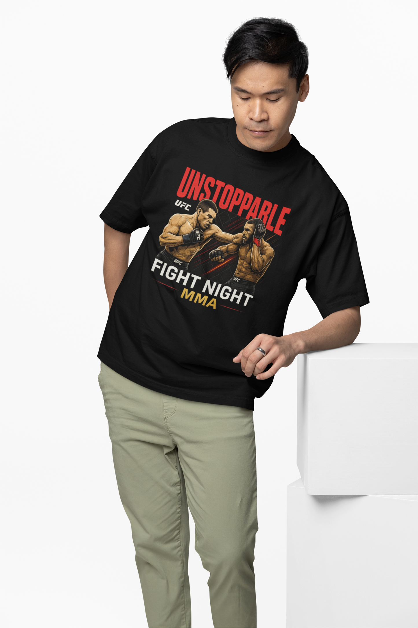 UFC Unstoppable Fight Oversized T-Shirt for Gym Fan Style Tee