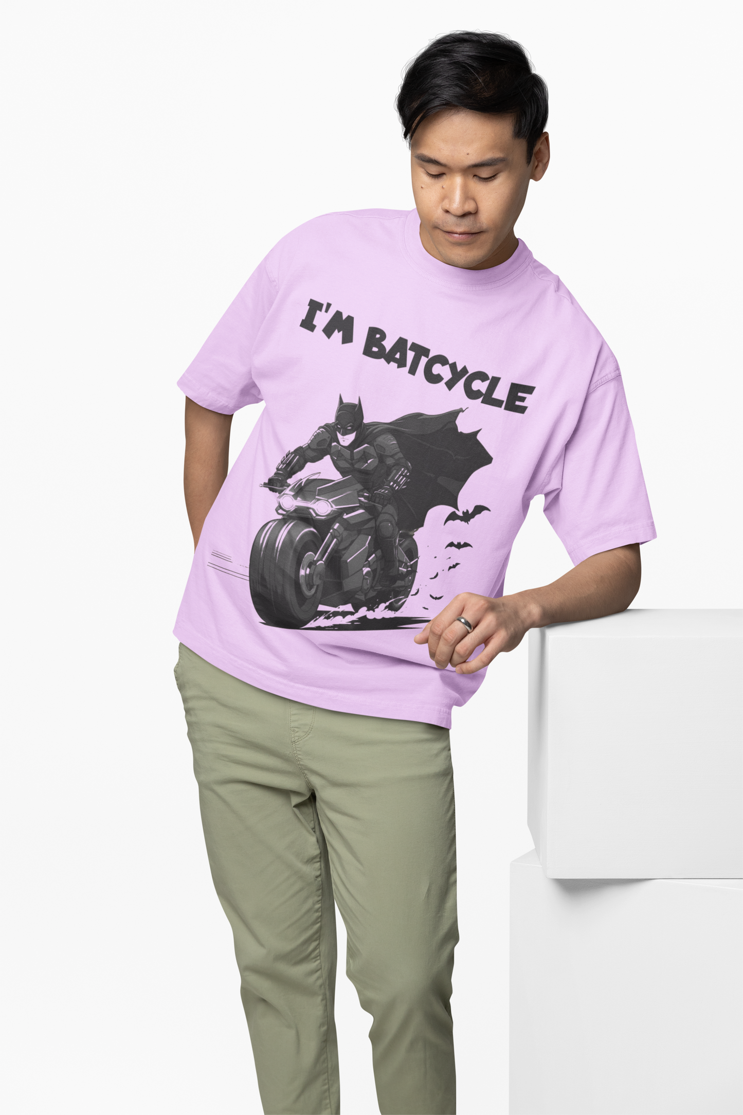 I'M Batcycle T-Shirt Oversized Fit with Bold Batcycle Design