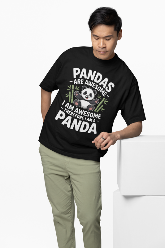 Pandas Are Awesome Oversized T-Shirt Fun Streetwear