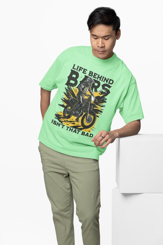 Behind Bars Oversized T-Shirt Stylish Casual Graphic Tee