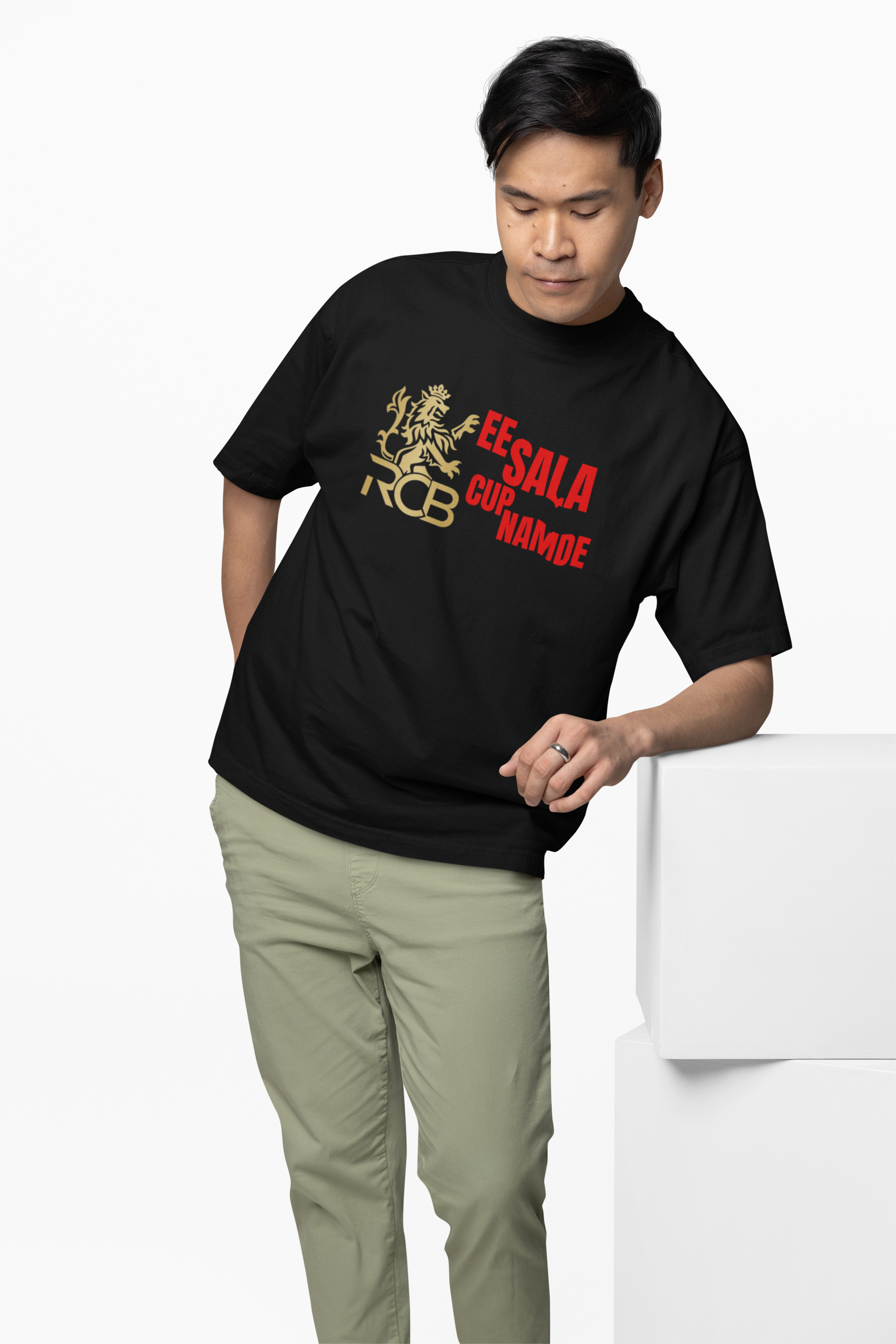 Royal RCB Slogan Tee Oversized T-Shirts