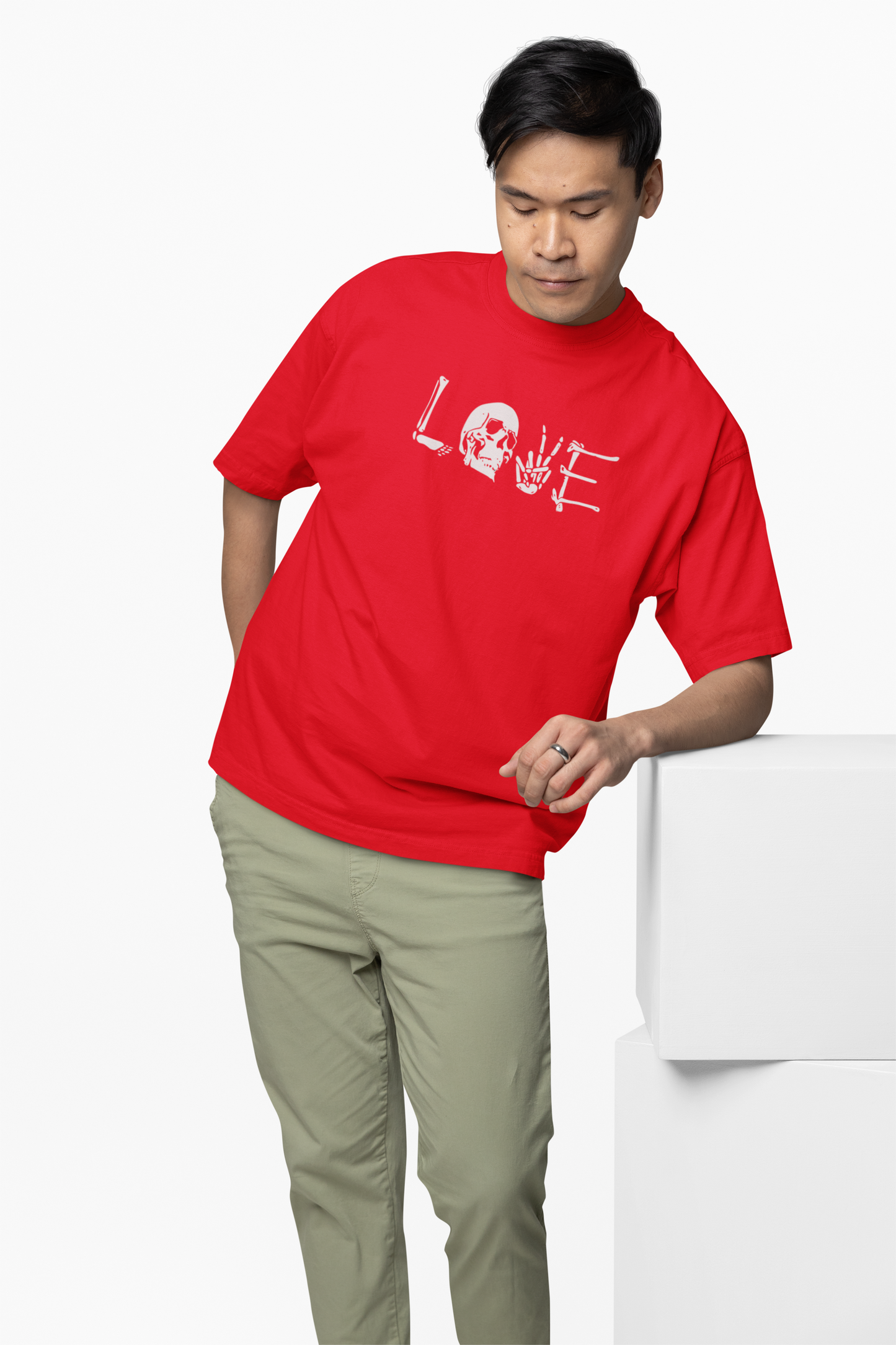 Skeleton Love Oversized T-Shirts Trendy Love Skeleton Design