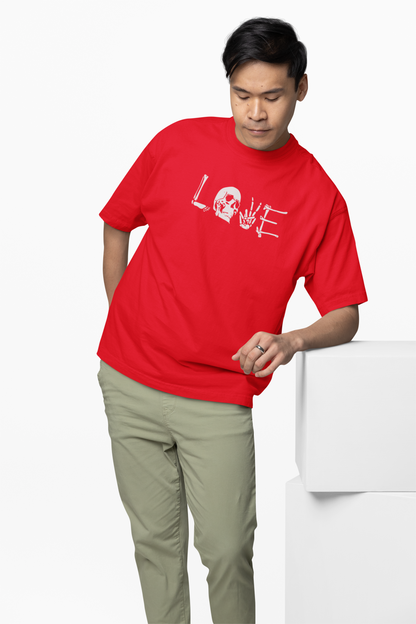 Skeleton Love Oversized T-Shirts Trendy Love Skeleton Design