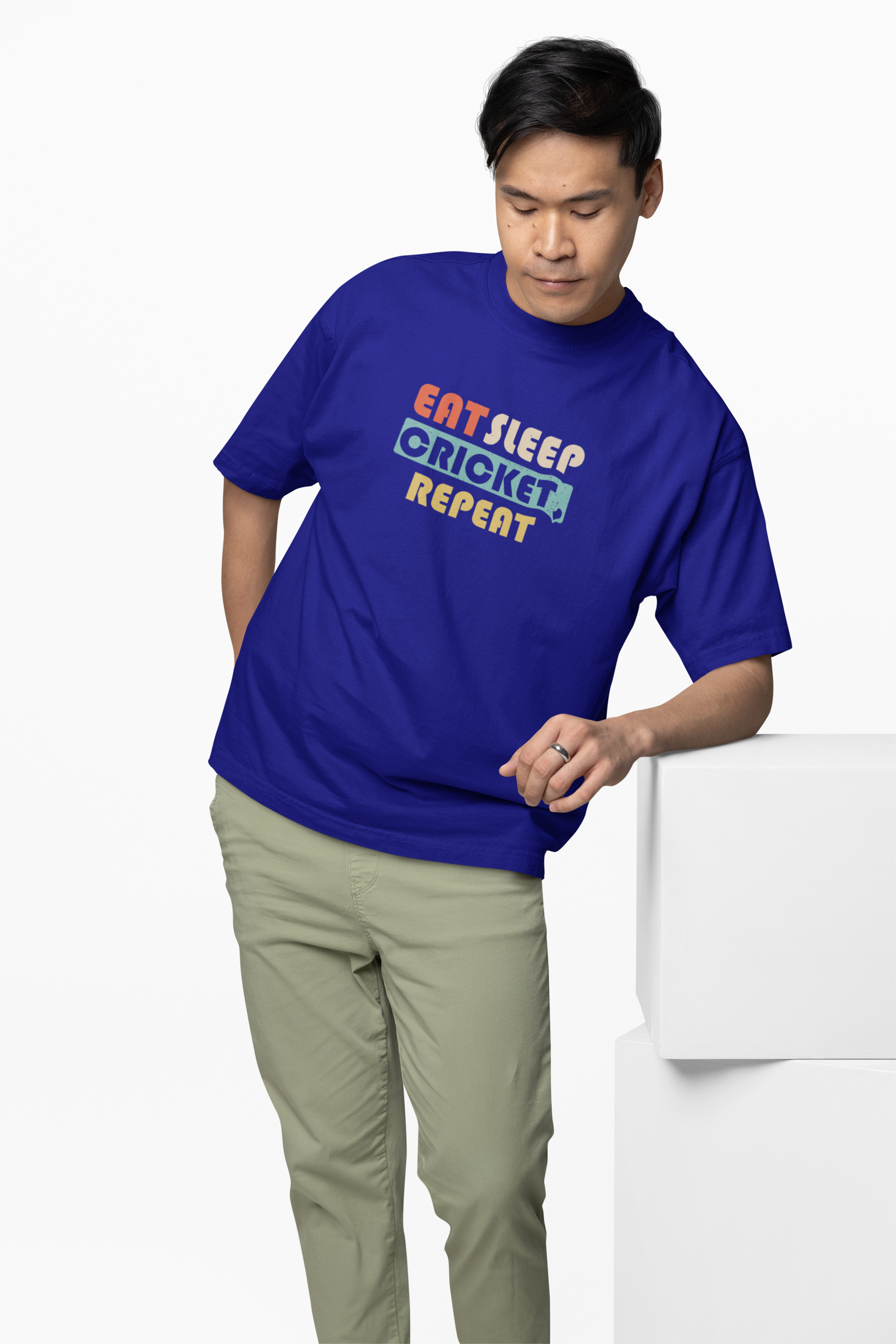 Eat, Sleep, Cricket, Repeat, Oversized T-Shirt