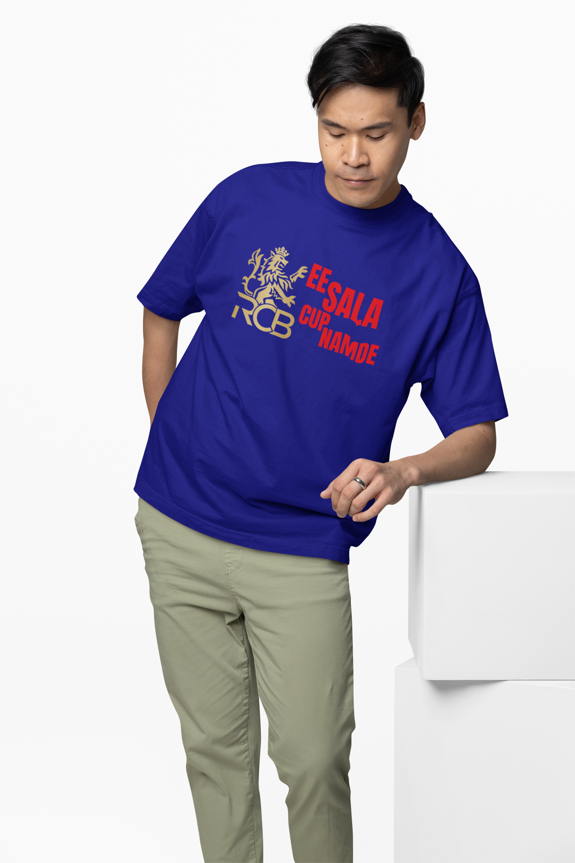 Royal RCB Slogan Tee Oversized T-Shirts