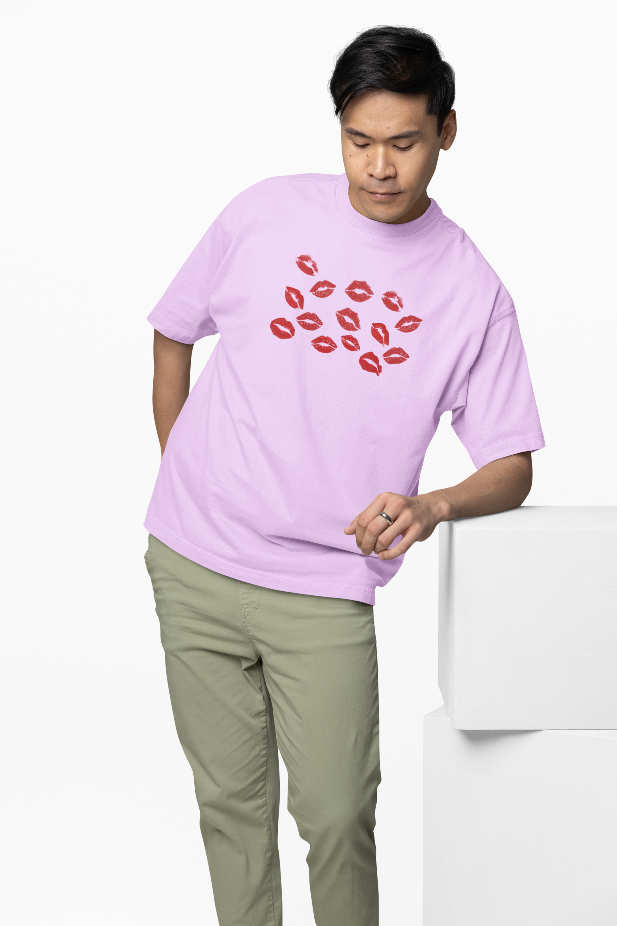 Lipstick Kisses Couple Oversized T-Shirts