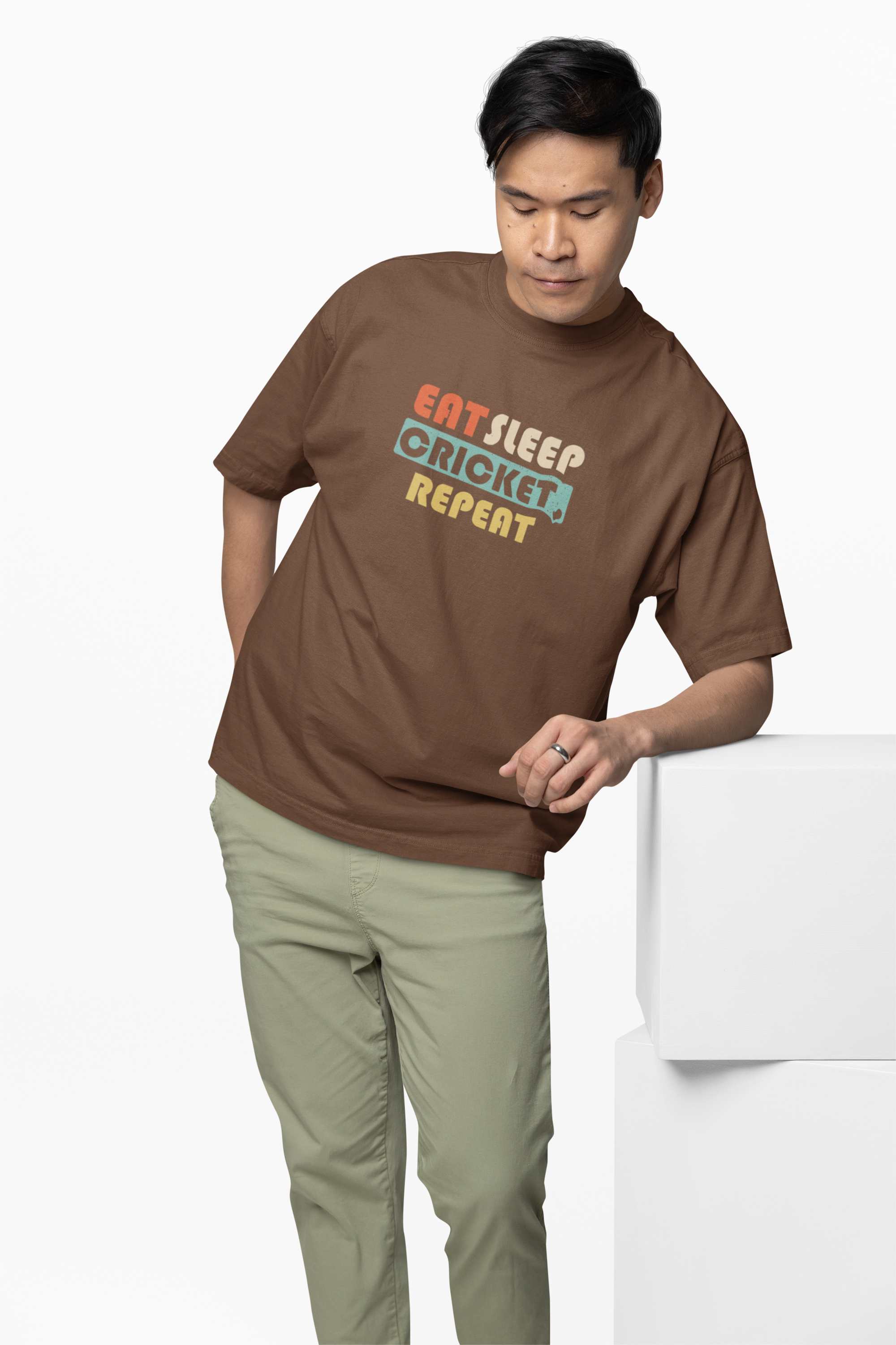 Eat, Sleep, Cricket, Repeat, Oversized T-Shirt