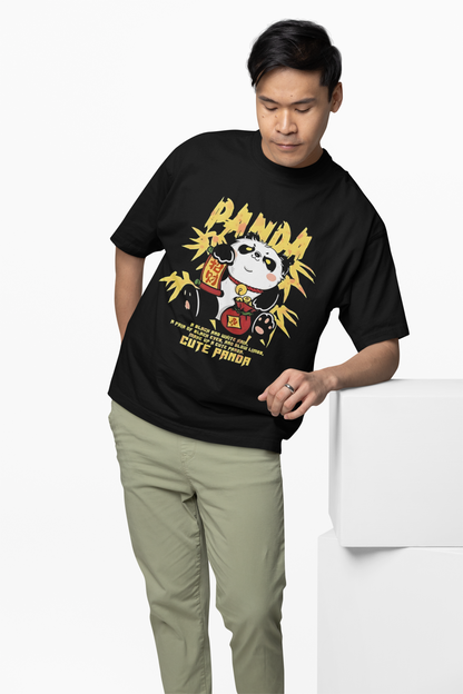 Cute Panda Oversized T-Shirt Playful Graphic Streetwear