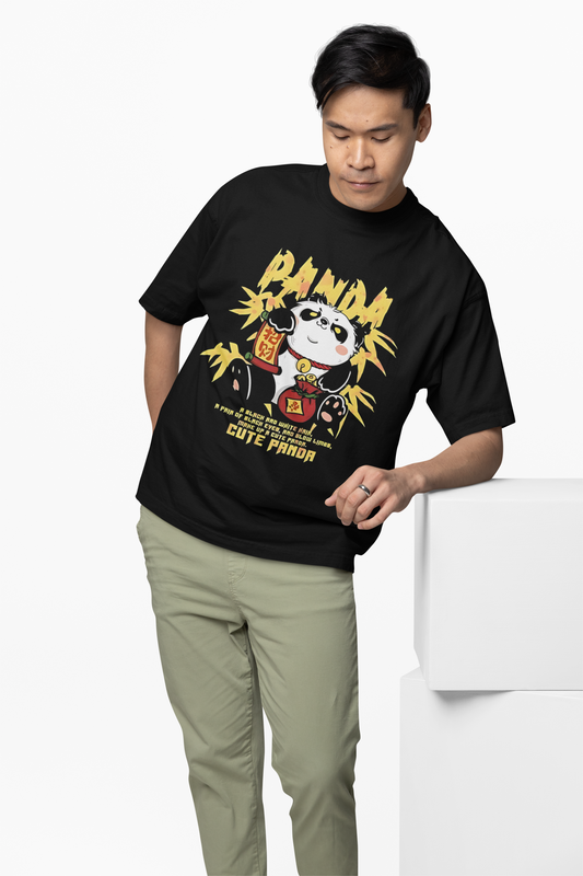 Cute Panda Oversized T-Shirt Playful Graphic Streetwear