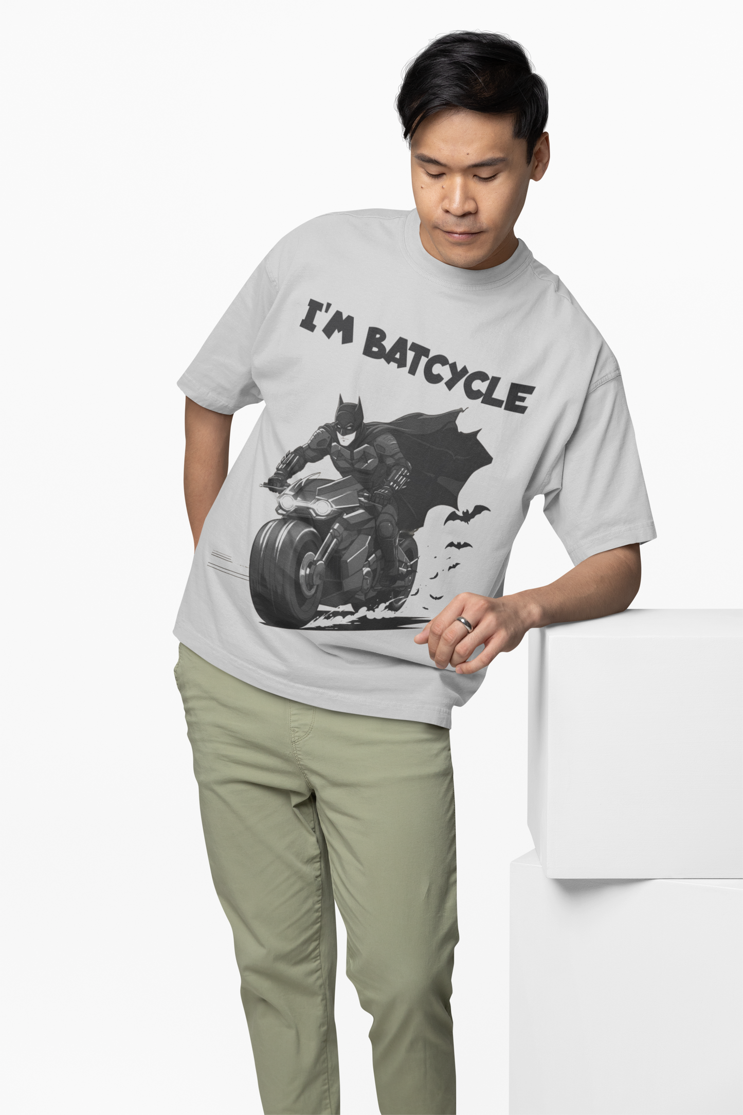I'M Batcycle T-Shirt Oversized Fit with Bold Batcycle Design