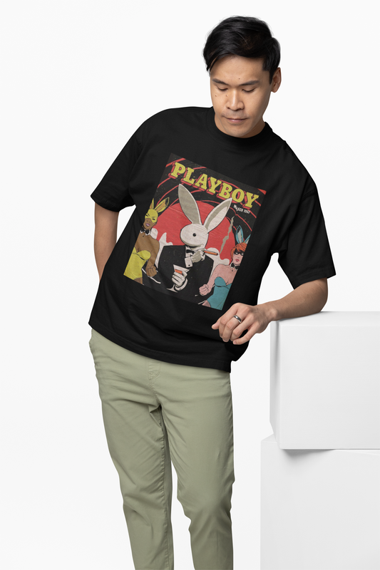 Playboy x Anti Social Oversized Black T-Shirt – Trendy Graphic