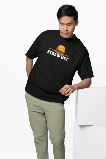 Straw Hat Oversized T-Shirt for Anime Pirate Streetwear Tee