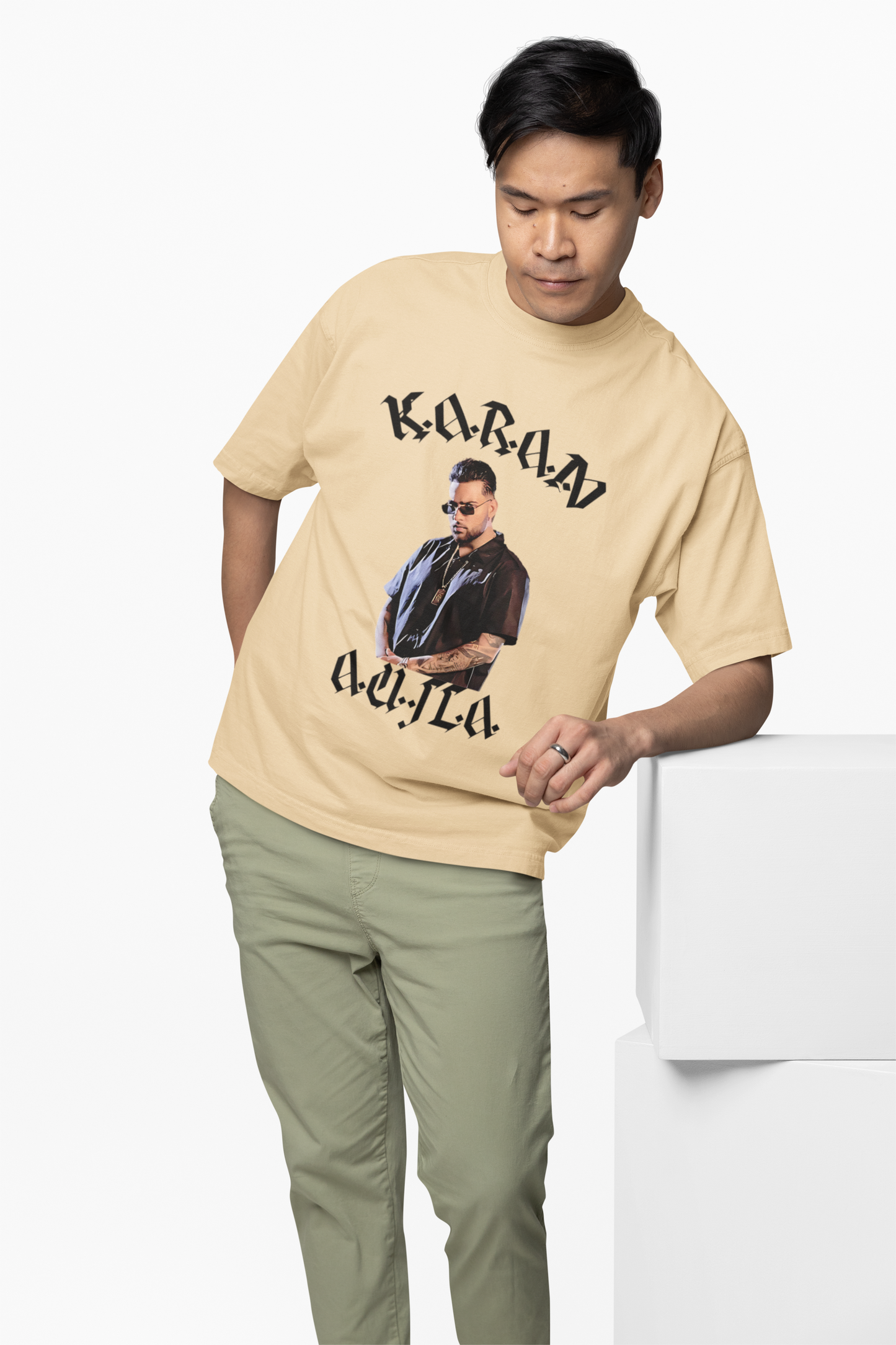 Karan Aujla Portrait Oversized T-Shirt Streetwear Fashion Tee
