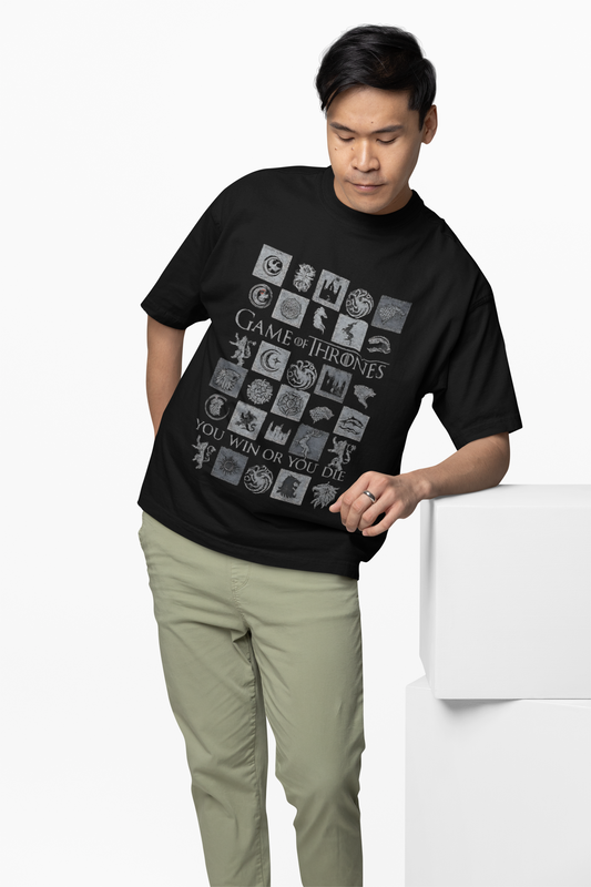 You Win Or You Die Oversized T-Shirt Bold Graphic Style