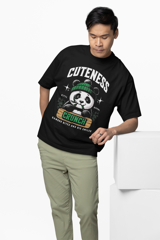 Foodie Panda Oversized T-Shirt Trendy Graphic Streetwear