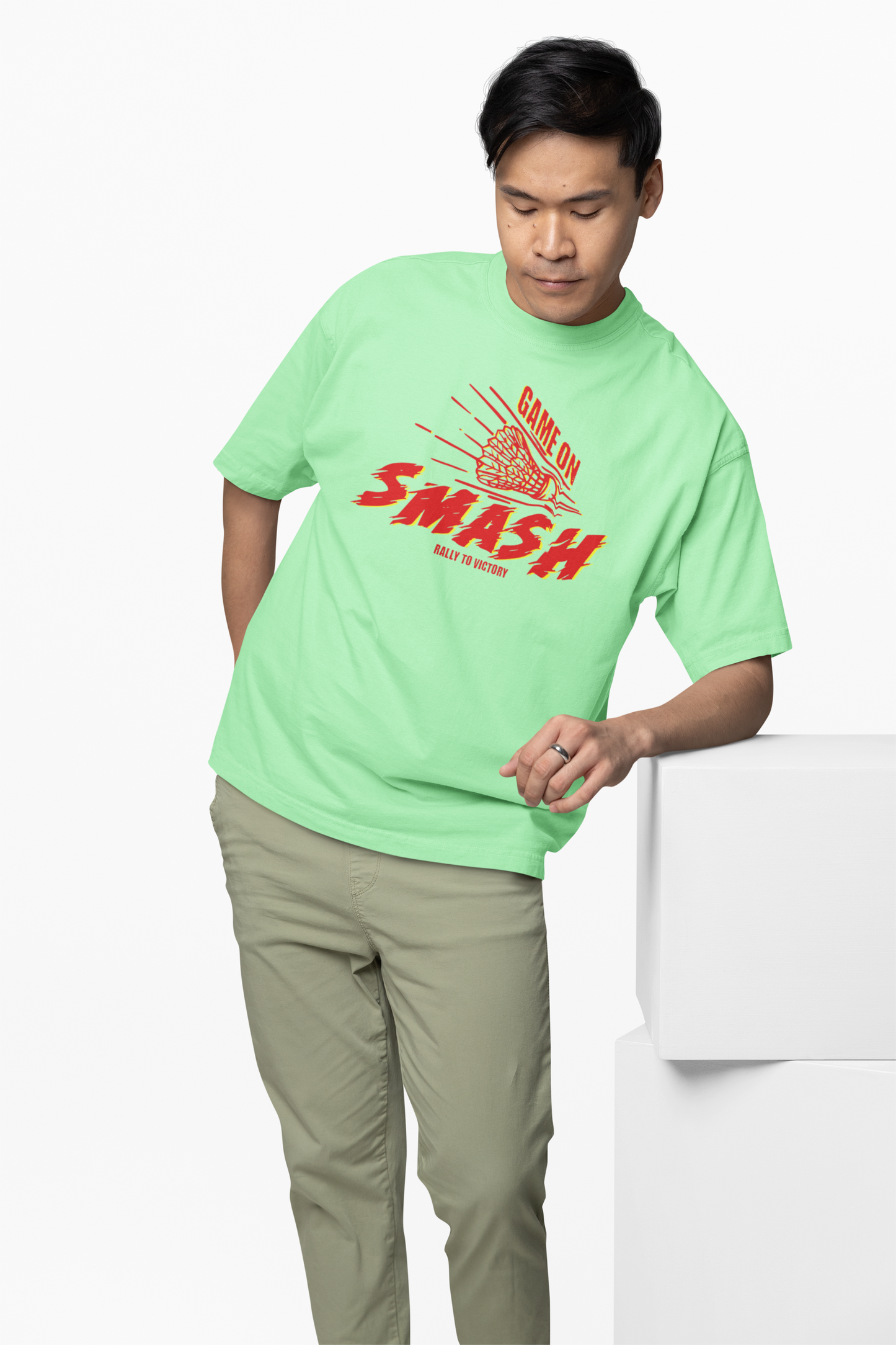 Badminton Game On Oversized T-Shirt