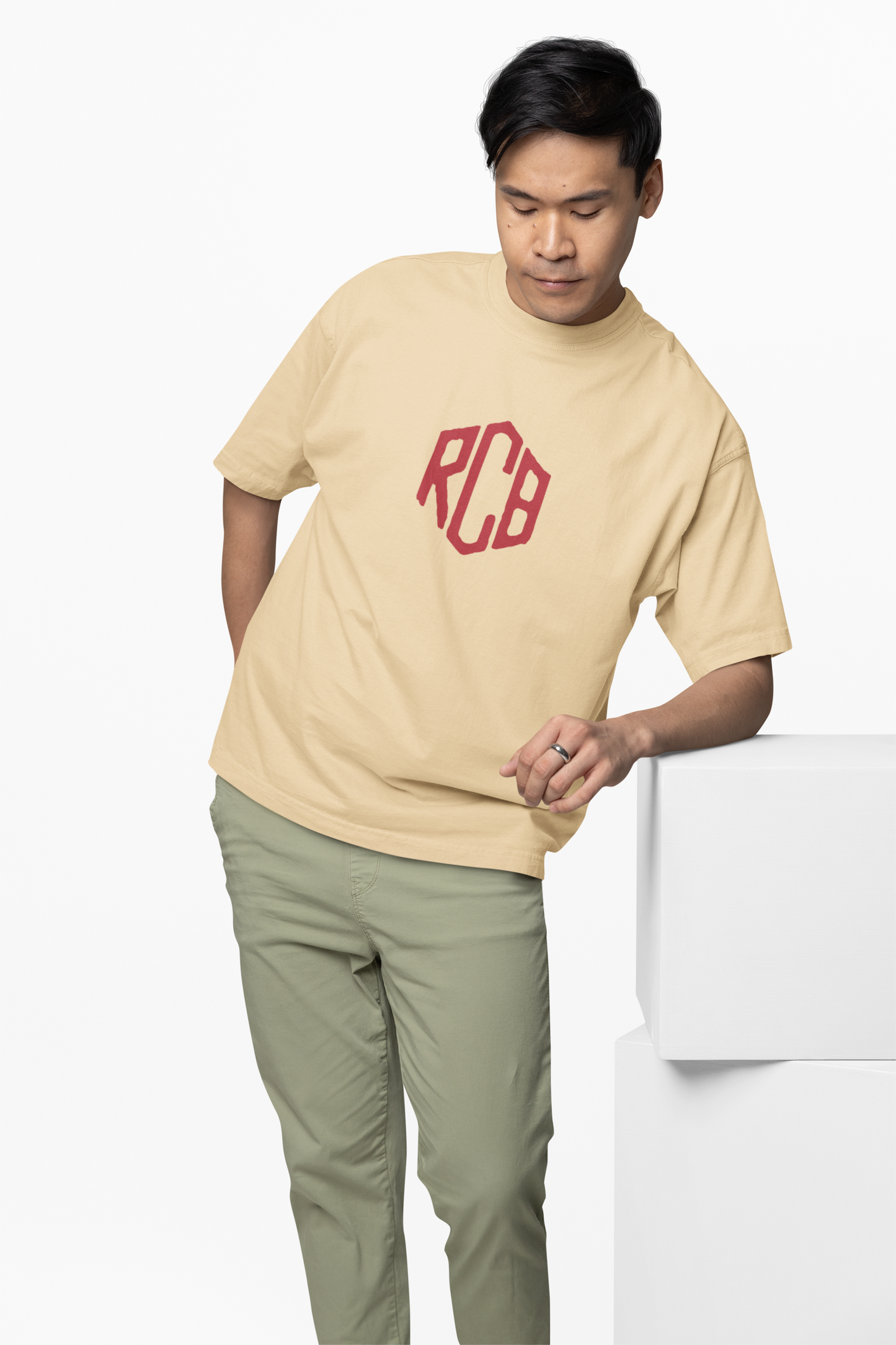 Red Hex RCB Logo Oversized T-Shirt