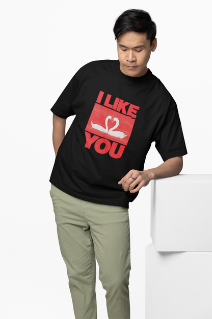 Love Bird Graphic Oversized T-Shirt for Cute Couple Look