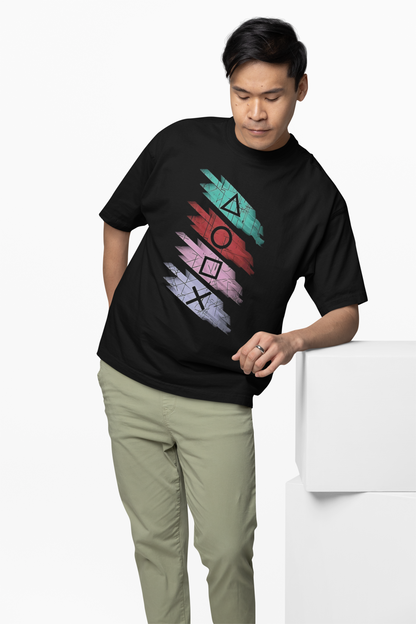 Shapes Graphic Oversized T-Shirt Trendy Abstract Streetwear