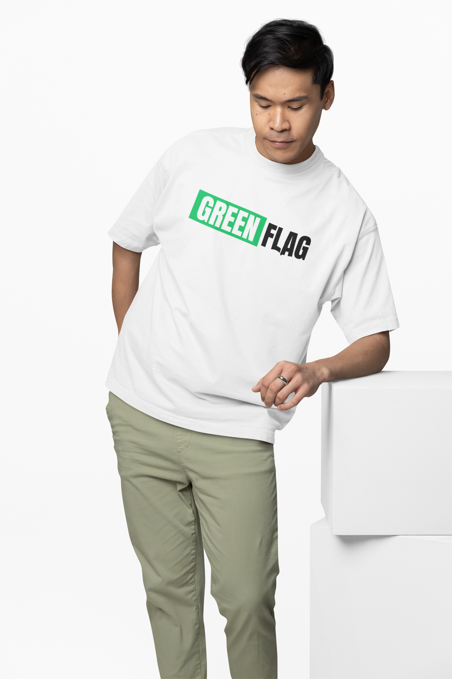 Green Flag Oversized T-Shirt Trendy Casual Streetwear