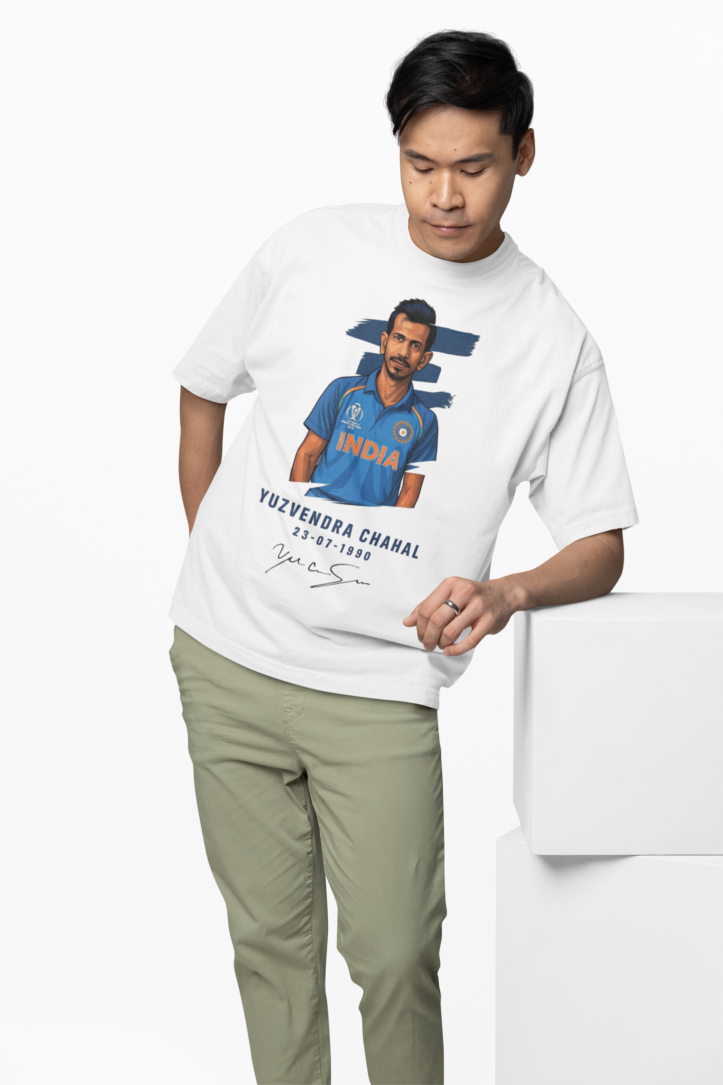 Chahal Autograph Oversized T-Shirt Cricket Fan Style Tee