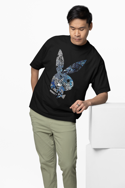Playboy Iconic Print Black Oversized T-Shirt – Bold Streetwear