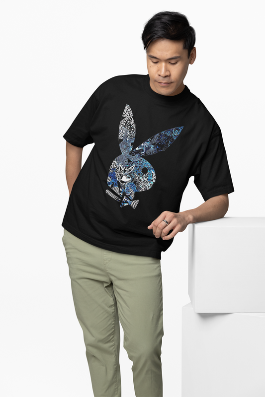 Playboy Iconic Print Black Oversized T-Shirt – Bold Streetwear