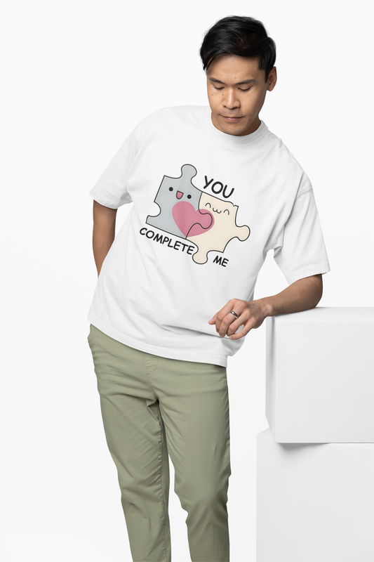 You Complete Me Oversized T-Shirt Romantic Graphic Style