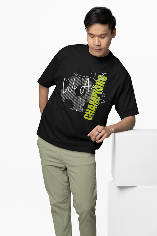 We Are Champions Black Oversized T-Shirt for Urban Looks Tees