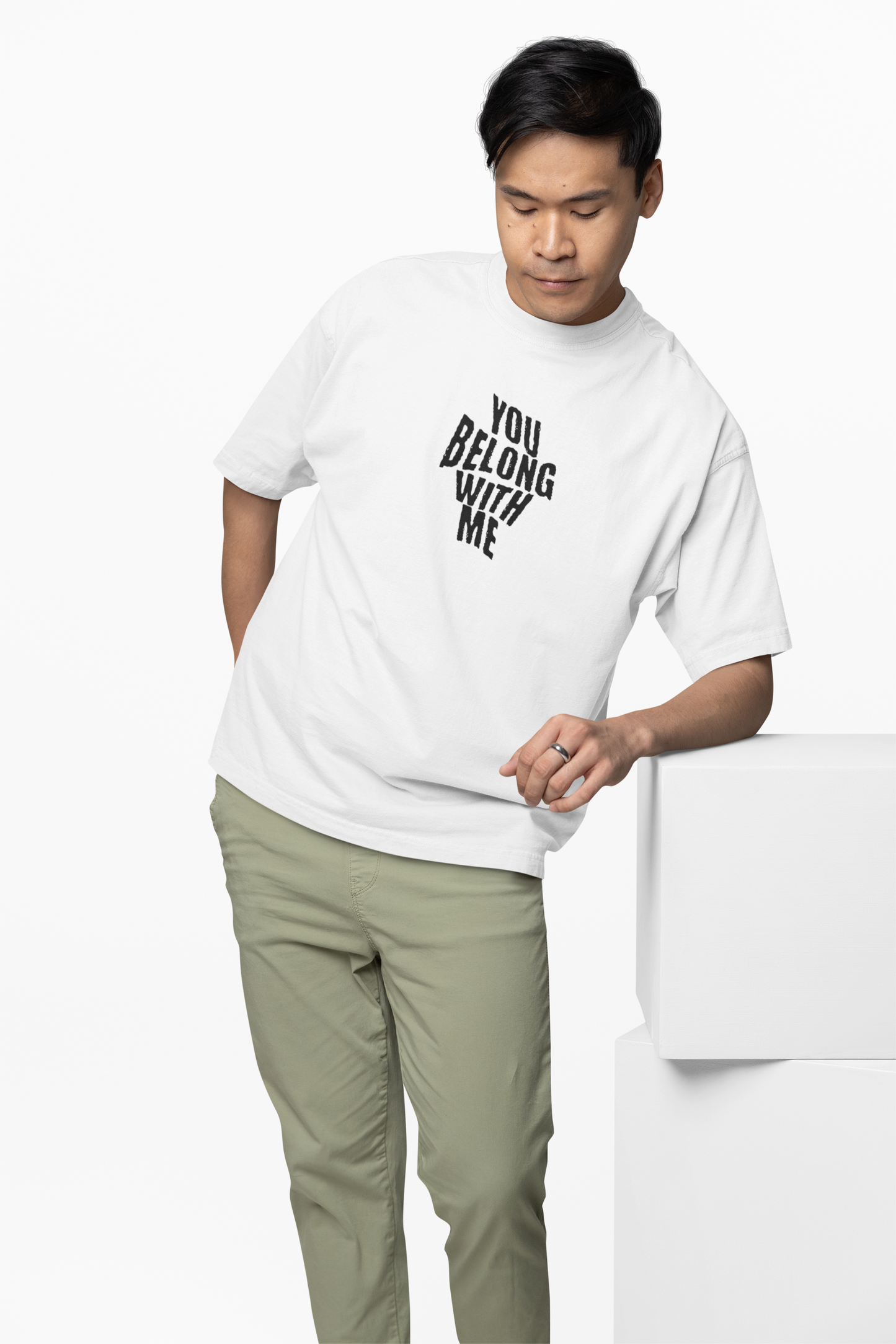 You Belong With Me Oversized T-Shirt Romantic Graphic Style