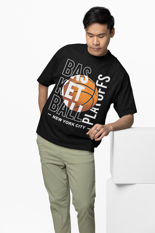 Playoff Black Oversized T-Shirt – Bold Streetwear Graphic Tee
