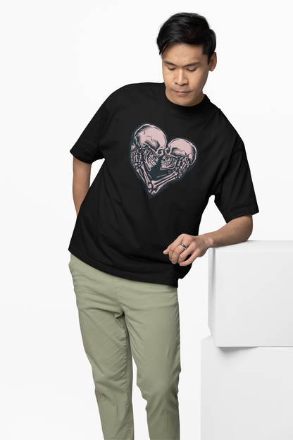 Skeleton Heart Oversized T-Shirts Unique Heart Skeleton Print