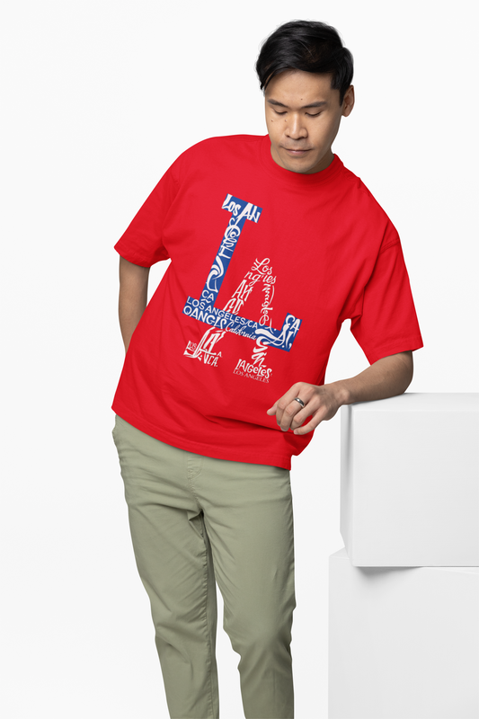 LA Red Oversized T-Shirts Stylish Casual Graphic Wear