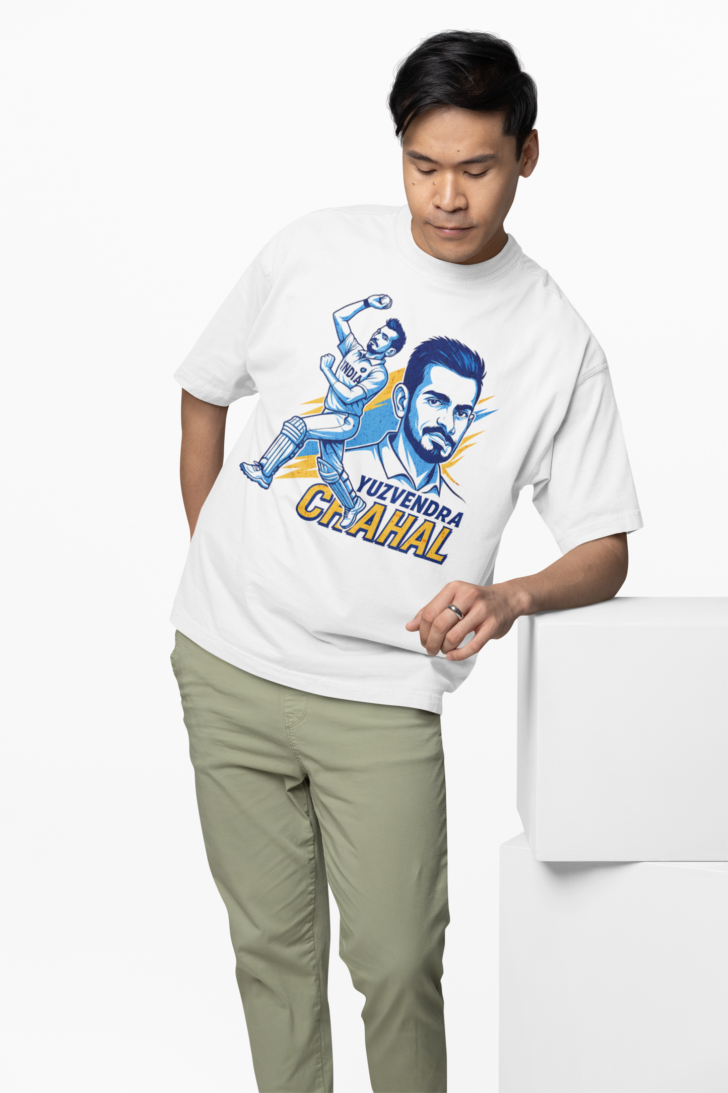 Chahal Paint Oversized T-Shirt Artistic Cricket Style Tee