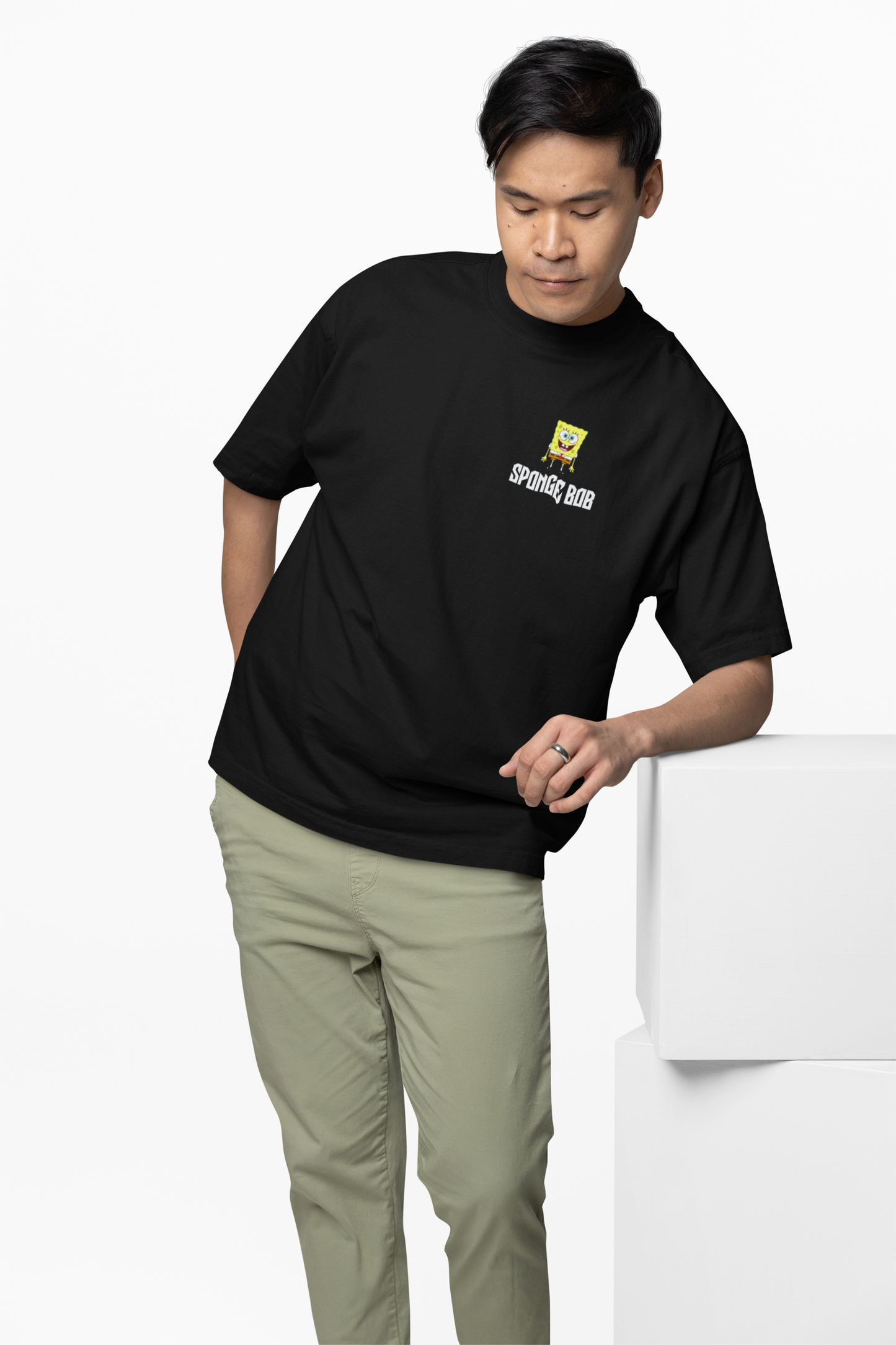 Bob Esponja Oversized T-Shirt Trendy SpongeBob Graphic Tee