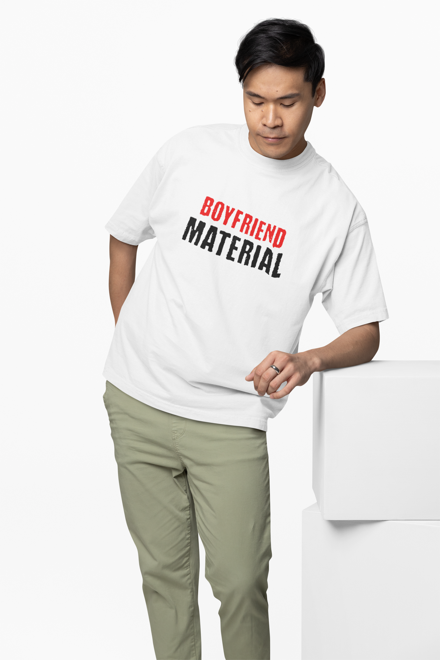Boyfriend Material Oversized T-Shirt Relaxed Bold Style