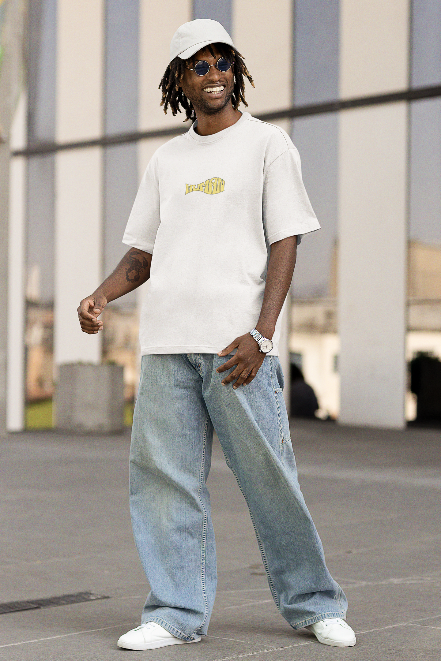 Human Being Unisex White Oversized T-Shirt