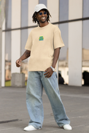 Live With Freedom Half Sleeve Beige Oversized T-Shirt for Men by Hello Swanky