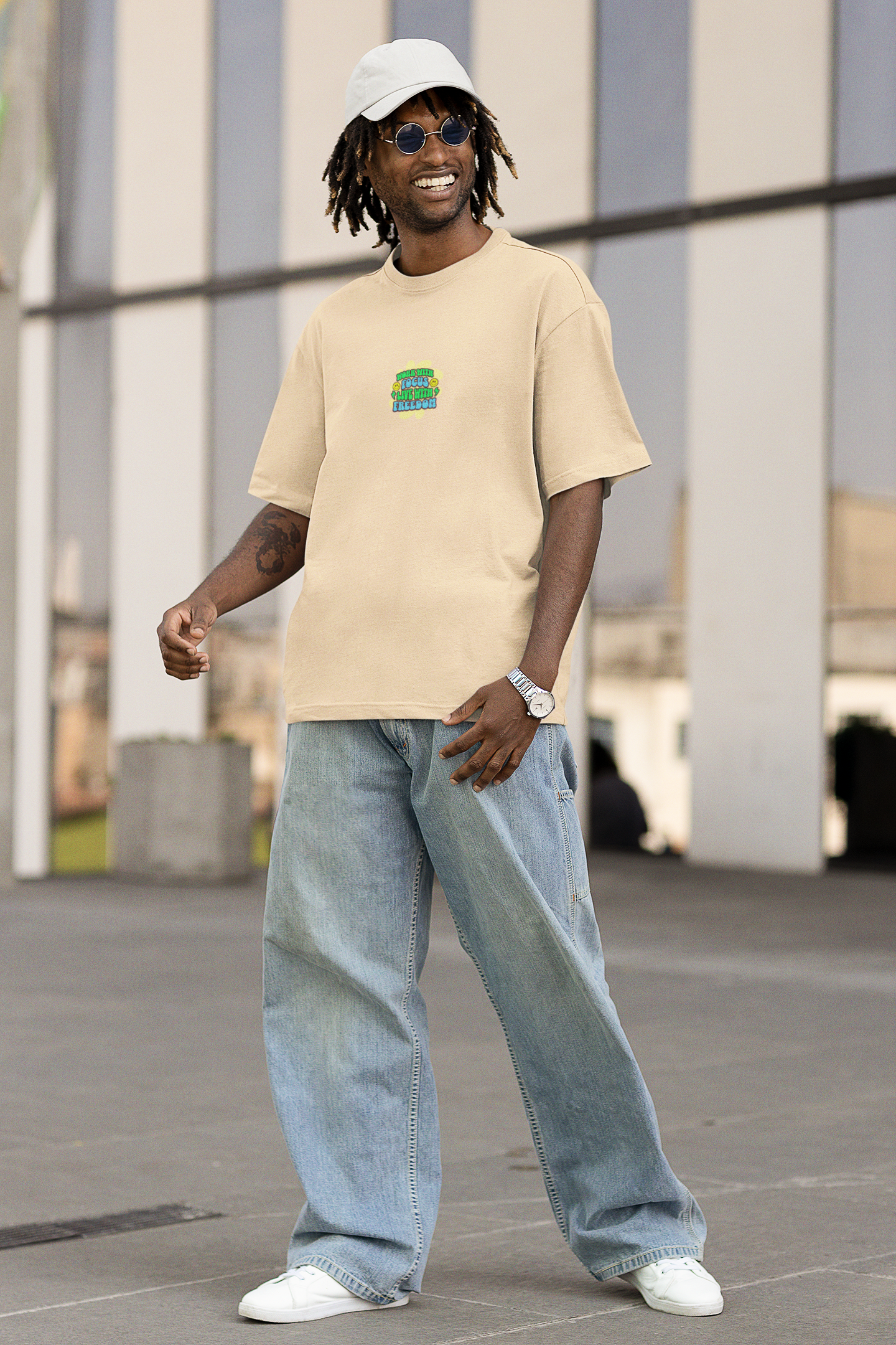 Live with freedom unisex beige oversized t-shirt